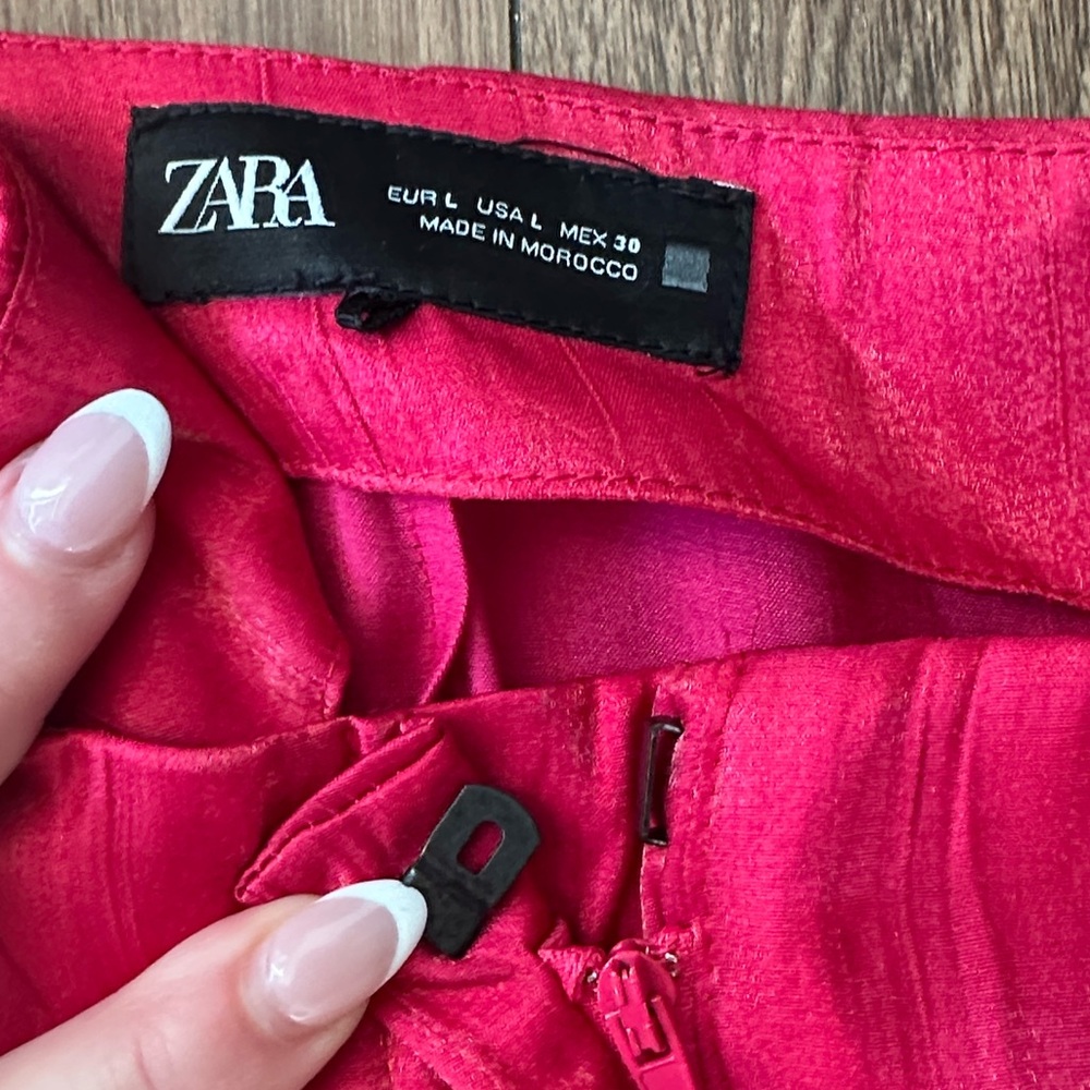 Zara chrome pink wide leg trousers NWOT - Picture 4 of 4